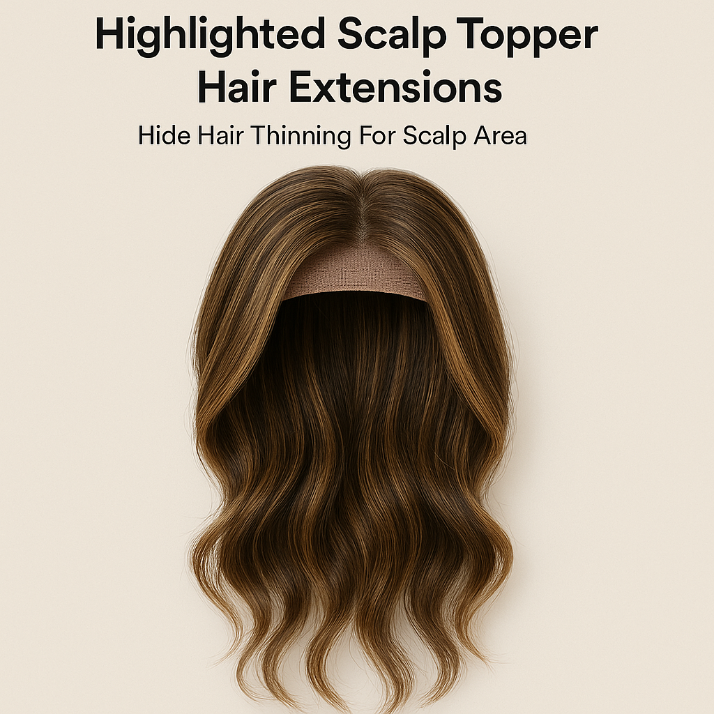 Highlighted Scalp Topper Hair Extensions| Hide Hair Thinning For Scalp Area