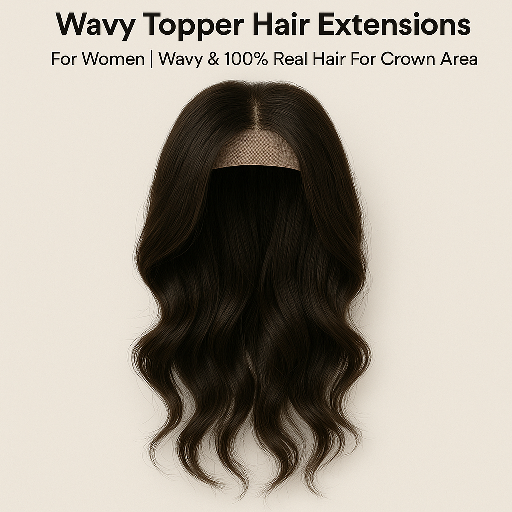 Wavy Topper Hair Extensions For Women | Wavy & 100% Real Hair For Crown Area
